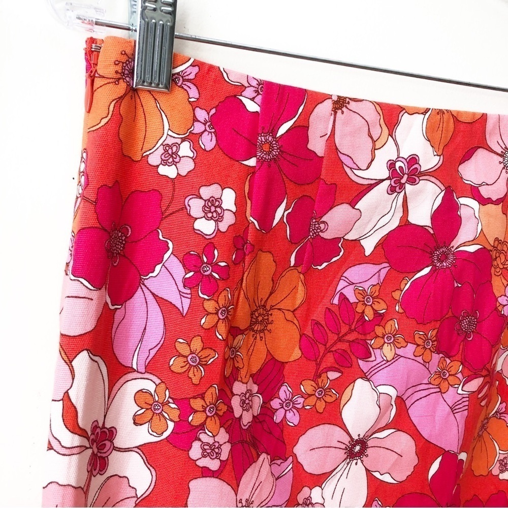 Talbots Tossed Flowers Canvas A-Line Skirt Bright Colorful Pink Orange 8 PETITE - Picture 7 of 13